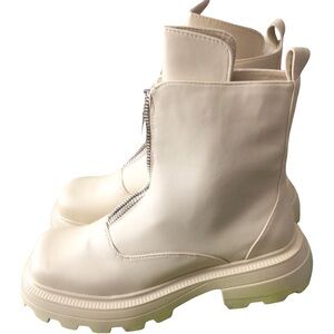 Amazon Cream Combat Boots with Zipper